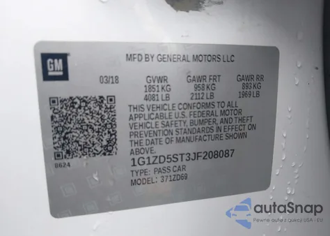 2018 Chevrolet Malibu Lt from USA, damaged, VIN 1G1ZD5ST3JF208087